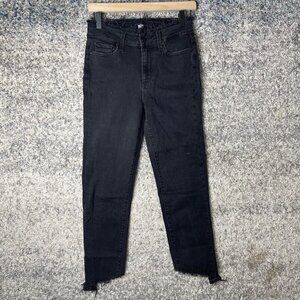 PAIGE Womens Jeans 26 Black Angled Frayed Jeans Denim Distressed Casual Julia